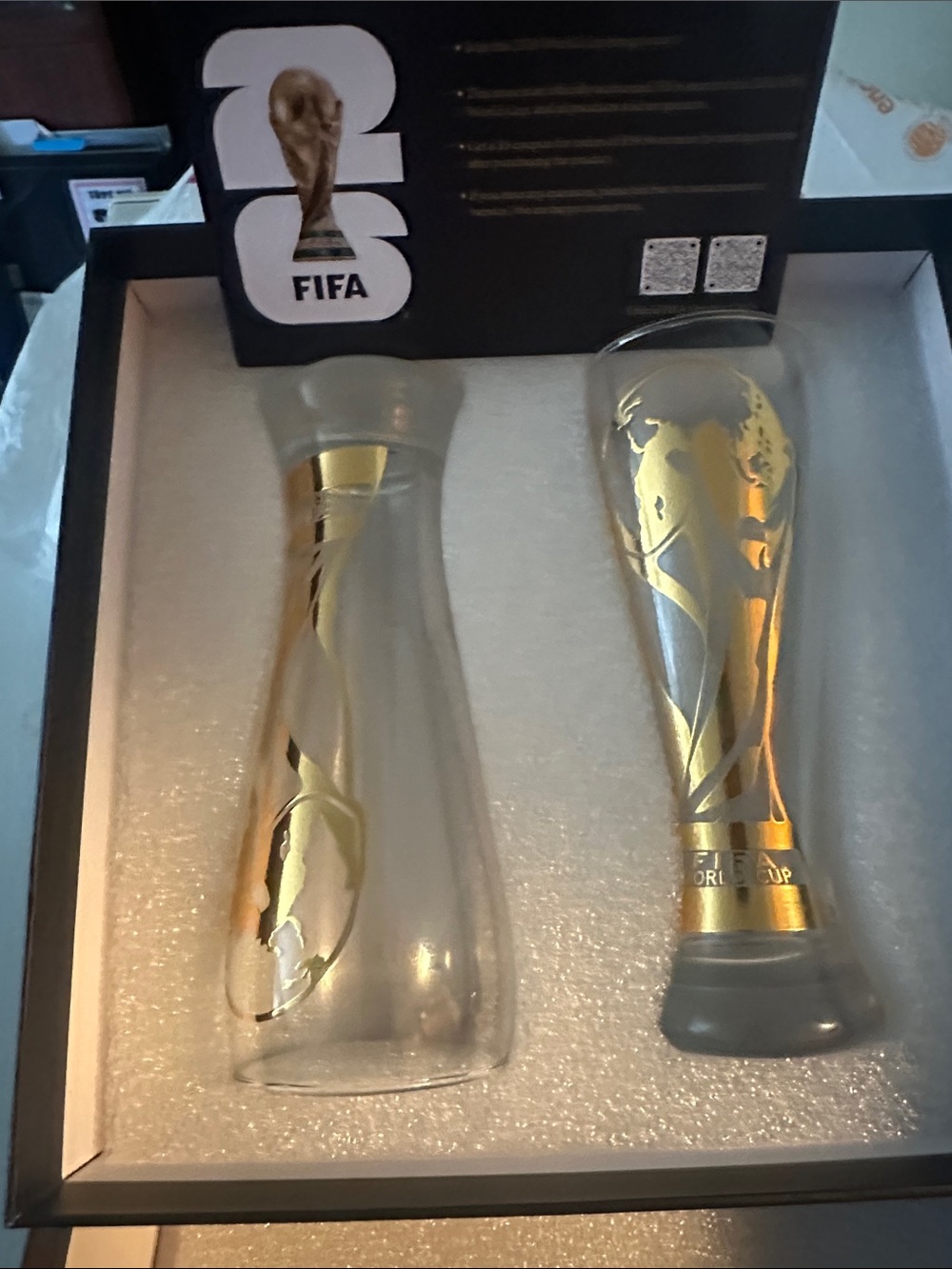 FIFA Gold and Clear Glass Vase Set